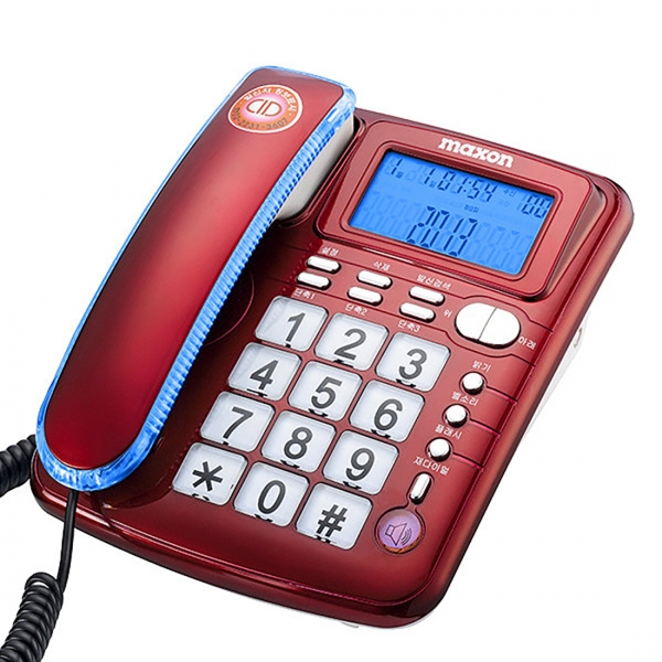 맥슨 유선 전화기 MS-350 레드 강력벨 빅버튼 발신자표시전화기