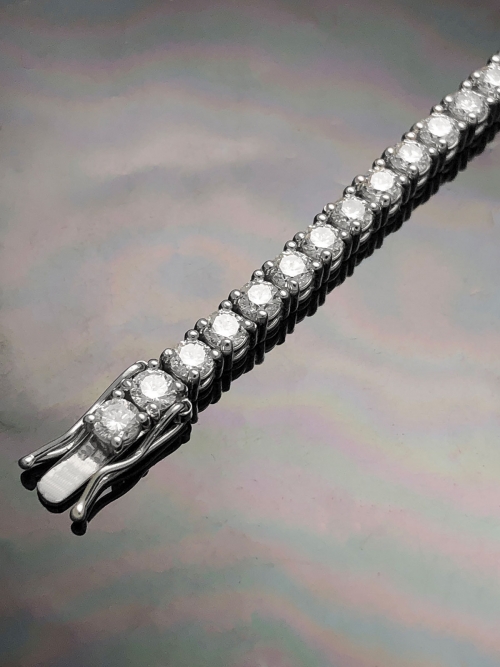 3mm 0.1ct Natural Diamond Tennis Chain Bracelet in Platinum