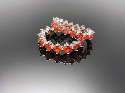 4prong Compass Layered Ring Orange Red Stone
