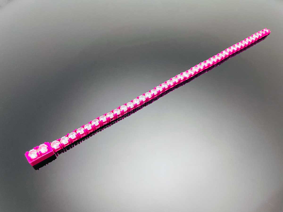 Color Tennis Chain Bracelet with New Clasp Candy Pink